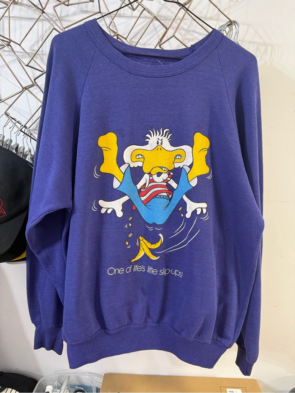 Vintage Purple Graphic Pullover Sweatshirt - Cartoon Print